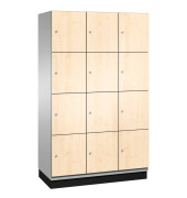 Schließfachschrank Cambio 45103-32, Metall, 3 Abteile mit 12 Fächern, abschließbar, 120x198cm (BxH), birke