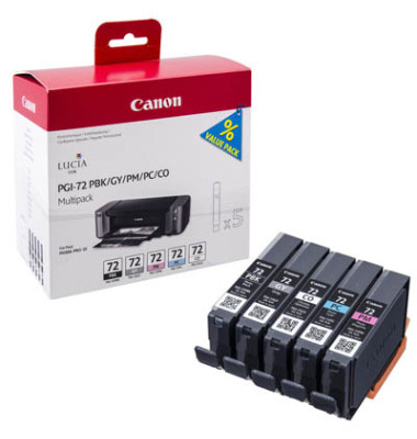 PGI-72 PBK/GY/PM/PC/CO schwarz, grau, foto magenta, foto cyan, Chroma Optimizer Druckerpatrone 6403B007