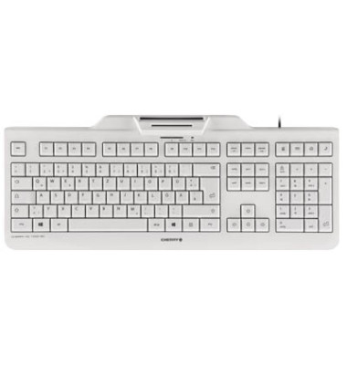 PC-Tastatur KC 1000 SC JK-A0100DE-0, mit Kabel (USB), ergonomisch, leise, flach, Sondertasten, Chipkartenleser, weiß