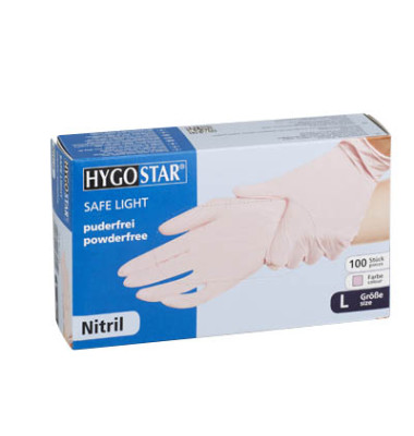 Einmalhandschuhe Hygostar Safe Light 27015 Lebensmittelecht pink Größe L/9 Nitril