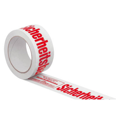 Signalpackband 114507, Sicherheitsband, 50mm x 66m, PP, leise abrollbar, weiß/rot