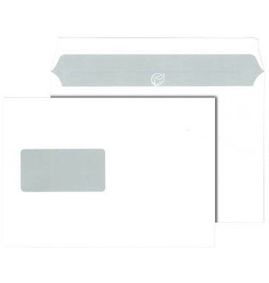 Versandtaschen 30015978, lange Seite offen, C5, mit Fenster, haftklebend, 100g, weiß