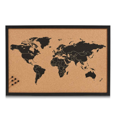 Pinnwand World, 11571, 60x40cm, Kork, Holz