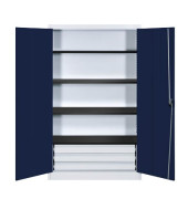 Sicherheitsschrank entero BFZ5 - 12 7035/5003, Stahl abschließbar, 6 OH, 120 x 195 x 50 cm, blau/lichtgrau