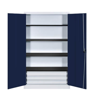 Sicherheitsschrank entero BFZ5 - 12 7035/5003, Stahl abschließbar, 6 OH, 120 x 195 x 50 cm, blau/lichtgrau