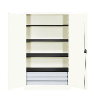 Sicherheitsschrank entero BFZ5 - 12 9010/9010, Stahl abschließbar, 6 OH, 120 x 195 x 50 cm, weiß