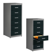 Karteischrank anthrazit/alu 6 Schubladen BVB365K2SD 9006/7016