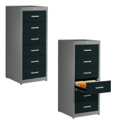 Karteischrank anthrazit/alu 6 Schubladen BVB365K2 9006/7016