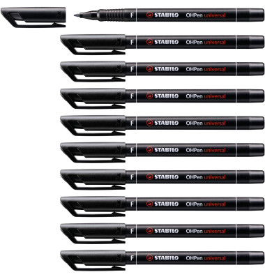 wasserlöslich Folienstift schwarz 10 STABILO OHPen universal 
