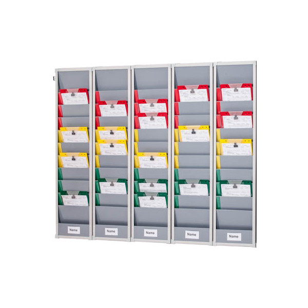 4052301007895 - Planungstafel Eichner Flexo 5er-Set mit Wandprofil je 10 Tafelschienen für bis zu 50 Auftragstaschen B 1700 x T 100 x H 1280 mm Kunststoff grau 4052301007895 - Planungstafel Eichner Flexo 5er-Set mit Wandprofil je 10 Tafelschienen für bis zu 50 Auftragstaschen B 1700 x T 100 x H 1280 mm Kunststoff grau