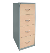 Hängeregistraturschrank ahorn/silber 4 Schubladen 111020