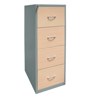 H&auml;ngeregistraturschrank 111020, silber/ahorn, 4 Schubladen, 1-bahnig