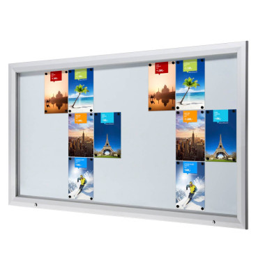 Schaukasten T-Line 24 x A4 Metallrückwand weiß, silber magnetisch