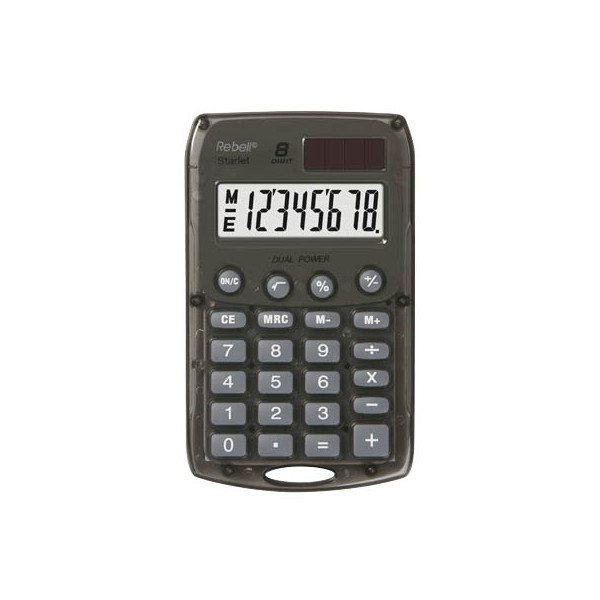 8595179504852 - Taschenrechner Starlet Solar- Batterie LCD-Display grau 1-zeilig 8-stellig 8595179504852 Rebell