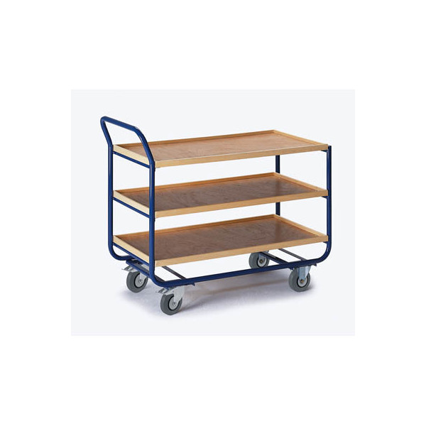 4250448501492 - Tischwagen mit 3 Etagen 775x475mm Buchedekor 20mm Rand - Rollcart 4250448501492 - Tischwagen mit 3 Etagen 775x475mm Buchedekor 20mm Rand - Rollcart