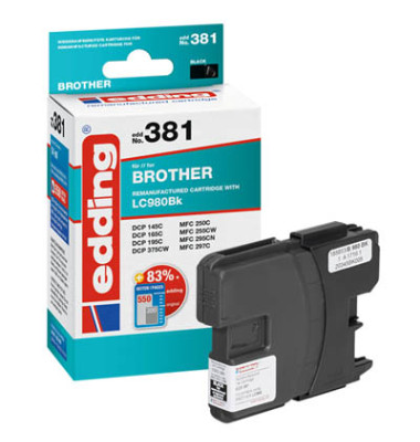 Druckerpatrone EDD-381 18-381 (kompatibel zu brother LC-980BK), schwarz, ca. 550 Seiten