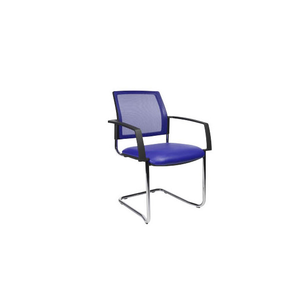 4014296410357 - Besucherstuhl BtoB 20 blau   chrom mit Armlehnen Freischwinger 4014296410357 2 Stück