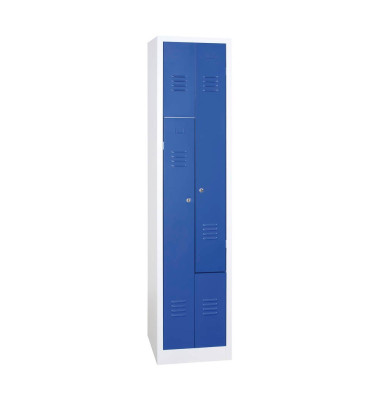 Spind 106552, Metall, 1 Abteil mit 2 Fächern, abschließbar, 40x180cm (BxH), blau