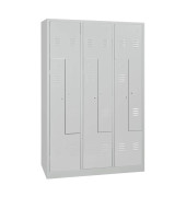 Spind 106583, Metall, 3 Abteile mit 6 Fächern, abschließbar, 120x180cm (BxH), lichtgrau
