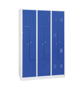 Spind 106584, Metall, 3 Abteile mit 6 Fächern, abschließbar, 120x180cm (BxH), blau