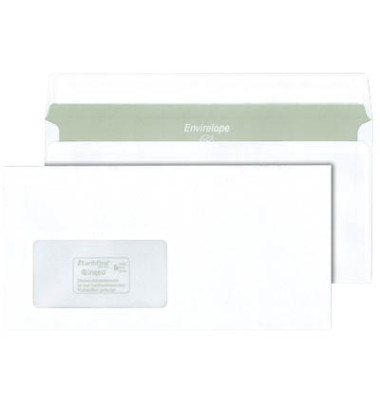 Briefumschlag Envirelope 30044413, Din Lang+ (C6/5), mit Fenster, haftklebend, 80g, recycling-weiß