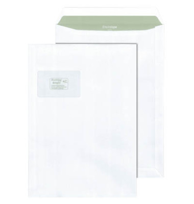 Versandtaschen Envirelope C4 mit Fenster haftklebend 90g weiß Recycling