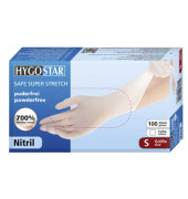 Einweghandschuhe Hygostar Safe Super Stretch, Nitril, lebensmittelecht, weiß, Größe 7 / S,