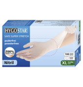 Einweghandschuhe Hygostar Safe Super Stretch, Nitril, lebensmittelecht, weiß, Größe 10 / XL,