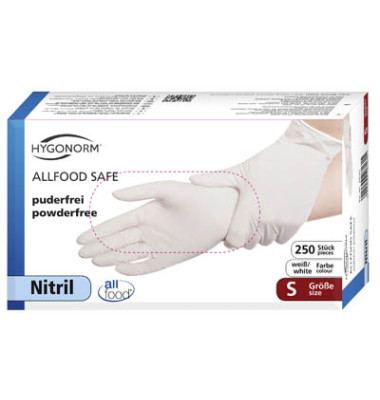 Einweghandschuhe Hygonorm Allfood Safe, Nitril, lebensmittelecht, weiß, Größe 7 / S,