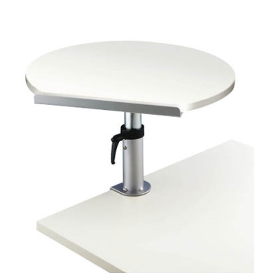 Tischpult, höhenverstellbar 31-43cm (H), 60x56,5cm (BxT), rund, weiß / silber