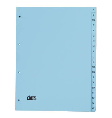Kartonregister 084-0464-009-02, A bis Z, A4, 120 g/m², blaue Taben, 20-teilig