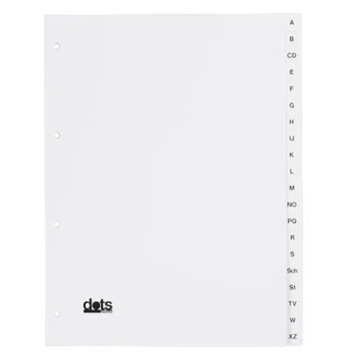 Kartonregister 084-0464-009-08, A bis Z, A4, 120 g/m&sup2;, wei&szlig;e Taben, 20-teilig