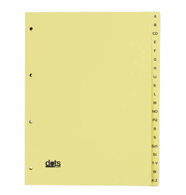 Kartonregister 084-064-009-03, A bis Z, A4, 120 g/m&sup2;, gelbe Taben, 20-teilig