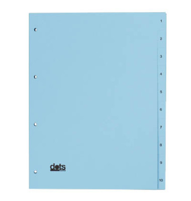 Kartonregister 084-0464-007-02, 1 bis 10, A4, 120 g/m&sup2;, blaue Taben, 10-teilig