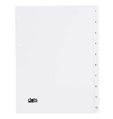 Kartonregister 084-0464-007-08, 1 bis 10, A4, 120 g/m&sup2;, wei&szlig;e Taben, 10-teilig