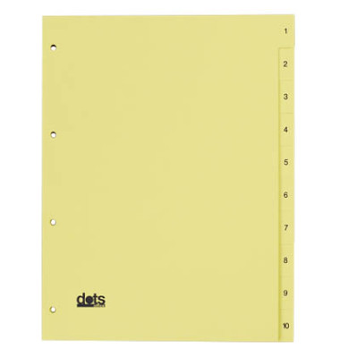 Kartonregister 084-0464-007-03, 1 bis 10, A4, 120 g/m², gelbe Taben, 10-teilig