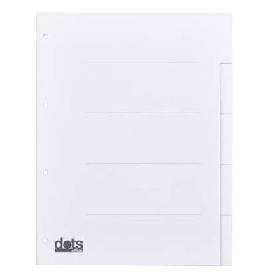 Kartonregister 084-0464-008-08, 5-teilig blanko, A4, 120 g/m&sup2;, wei&szlig;e Taben, 5-teilig