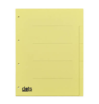Kartonregister 084-0464-008-03, 5-teilig blanko, A4, 120 g/m², gelbe Taben, 5-teilig