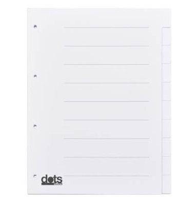 Kartonregister 084-0464-002-08, 10-teilig blanko, A4, 120 g/m&sup2;, wei&szlig;e Taben, 10-teilig