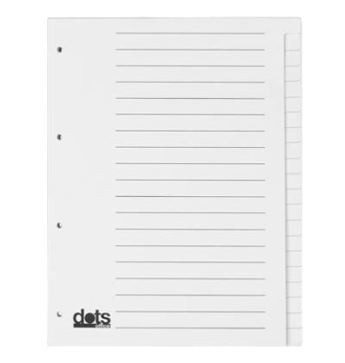Kartonregister 084-0464-004-08, 20-teilig blanko, A4, 120 g/m², weiße Taben, 20-teilig
