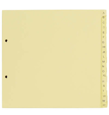 Kartonregister 084-0464-013-03, A bis Z, A4 halbe H&ouml;he, 120 g/m&sup2;, gelbe Taben, 20-teilig