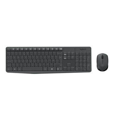 Tastatur-Maus-Set MK235 920-007905, kabellos (USB-Funk), Sondertasten, schwarz