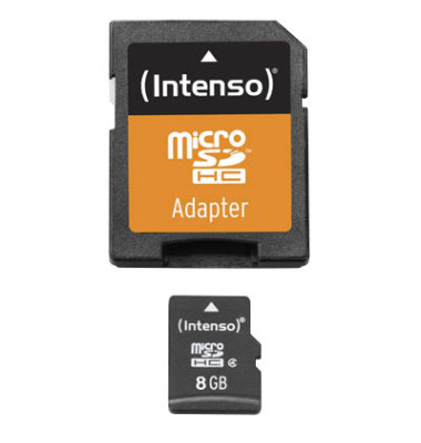 Speicherkarte 3403460, Micro-SDHC, mit SD-Adapter, Class 4, bis 20 MB/s, 8 GB