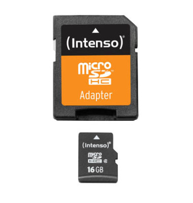Speicherkarte 3403470, Micro-SDHC, mit SD-Adapter, Class 4, bis 20 MB/s, 16 GB