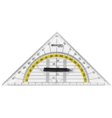 Kunststoff-Geodreieck E-10133BP transparent 16cm mit abnehmbarem Griff Kunststoff-Geodreieck E-10133BP transparent 16cm mit abnehmbarem Griff