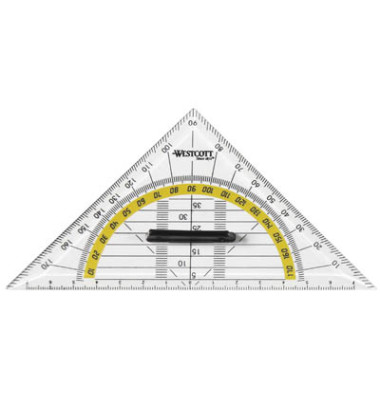 Kunststoff-Geodreieck E-10133BP transparent 16cm mit abnehmbarem Griff