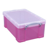 Aufbewahrungsbox 9TBPK, 9 Liter mit Deckel, für A4, CDs/DVDs, außen 395x255x155mm, Kunststoff pink/transparent