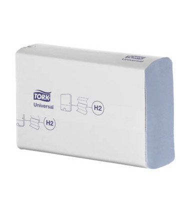 Falthandt&uuml;cher H2 Xpress Universal 150388, 21,3x23,4cm, 2-lagig, Interfold-Falz (W-Falz), blau, Recyclingpapier
