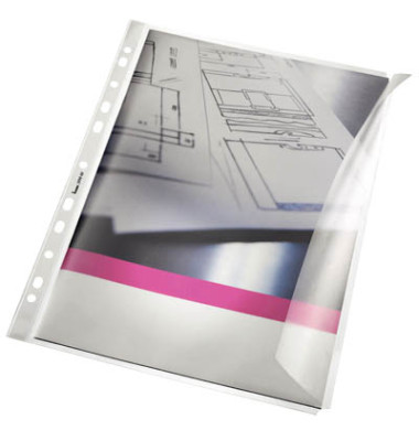 Prospekthüllen 209000 Standard, A4 transparent genarbt, rechts offen mit Klappe, 0,12mm