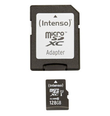 Speicherkarte microSDXC-Card PREMIUM 3423491, Micro-SDXC, mit SD-Adapter, Class 10, bis 90 MB/s, 128 GB